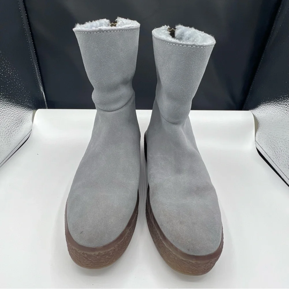 Free‎ People x Cougar Waterproof Gray Blue Leather Fur Shearling Ankle Boots 8